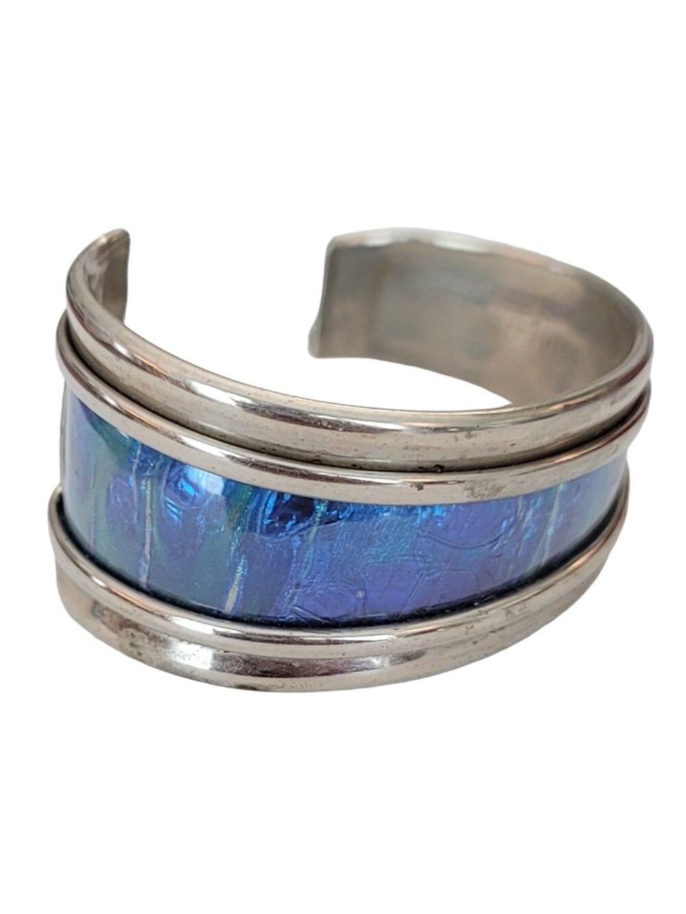David Wyatt Sterling Blue Modernist Cuff Bracelet, Signed M718